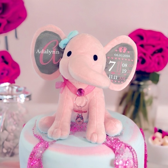 Birth Announcement Elephant - Personalized Elephant - Picture 1 of 4